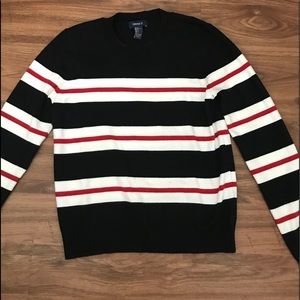 Forever 21 black sweater with white / red stripes
